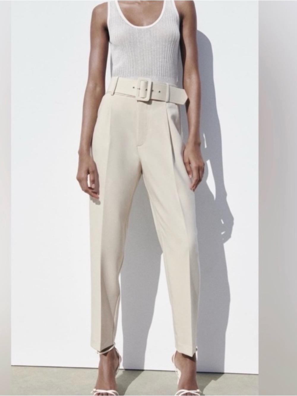 Zara Tailored Pant with Fabric covered belt